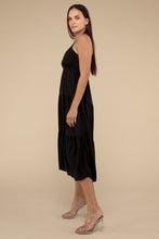 Load image into Gallery viewer, Woven Sweetheart Neckline Tiered Cami Midi Dress
