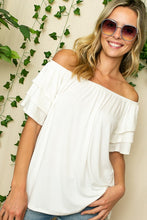 Load image into Gallery viewer, PLUS OFF SHOULDER TIERED RUFFLE TOP
