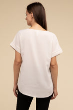 Load image into Gallery viewer, Woven Heavy Dobby Rolled Sleeve Boat Neck Top
