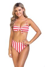 Load image into Gallery viewer, Stripped bandeau bikini set
