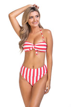 Load image into Gallery viewer, Stripped bandeau bikini set
