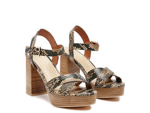 Load image into Gallery viewer, RAG&amp;CO CHYPRE HIGH HEELED BLOCK SANDAL IN TAN
