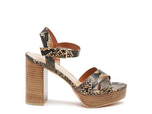 Load image into Gallery viewer, RAG&amp;CO CHYPRE HIGH HEELED BLOCK SANDAL IN TAN
