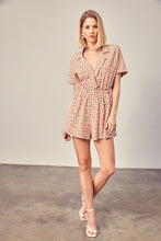 Load image into Gallery viewer, Collared Overlap Polka Dot Romper
