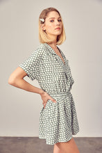 Load image into Gallery viewer, Collared Overlap Polka Dot Romper
