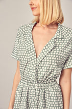 Load image into Gallery viewer, Collared Overlap Polka Dot Romper
