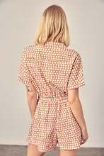 Load image into Gallery viewer, Collared Overlap Polka Dot Romper
