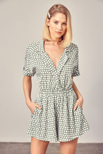 Load image into Gallery viewer, Collared Overlap Polka Dot Romper
