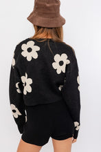 Load image into Gallery viewer, Long Sleeve Crop Sweater with Daisy Pattern
