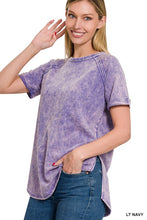 Load image into Gallery viewer, F/Terry Acid Wash Short Cuff Sleeve Pullover
