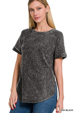 Load image into Gallery viewer, F/Terry Acid Wash Short Cuff Sleeve Pullover
