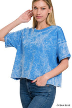 Load image into Gallery viewer, French Terry Acid Wash Raw Edge Crop Top
