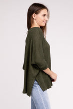 Load image into Gallery viewer, 3/4 Sleeve V-Neck Hi-Low Hem Jacquard Sweater
