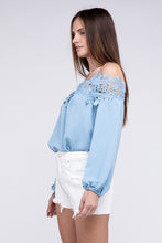 Load image into Gallery viewer, Lace Patchwork off-Shoulder Blouse
