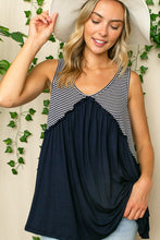 Load image into Gallery viewer, PLUS SOLID STRIPE BABYDOLL TANK TOP
