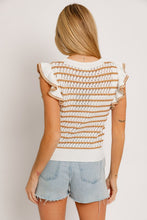 Load image into Gallery viewer, Round Neck Ruffle Sleeve Stripe Knit Top
