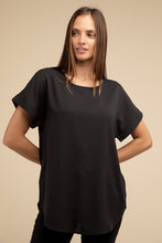 Load image into Gallery viewer, Woven Heavy Dobby Rolled Sleeve Boat Neck Top
