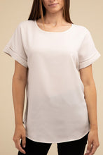 Load image into Gallery viewer, Woven Heavy Dobby Rolled Sleeve Boat Neck Top
