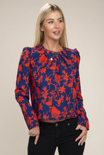 Load image into Gallery viewer, Floral Print  Puff Sleeve Blouse
