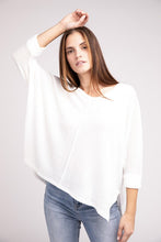 Load image into Gallery viewer, 3/4 Sleeve V-Neck Hi-Low Hem Jacquard Sweater
