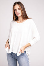 Load image into Gallery viewer, 3/4 Sleeve V-Neck Hi-Low Hem Jacquard Sweater
