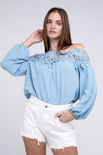 Load image into Gallery viewer, Lace Patchwork off-Shoulder Blouse
