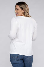 Load image into Gallery viewer, Plus Cotton Crew Neck Long Sleeve T-Shirt
