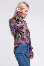 Load image into Gallery viewer, Floral Print Tie V Neck Blouse
