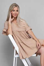 Load image into Gallery viewer, V neck Solid Ruffle Hem Dress
