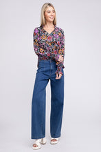 Load image into Gallery viewer, Floral Print Tie V Neck Blouse
