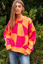 Load image into Gallery viewer, Multi Geo Checker Pullover Knit Sweater Top
