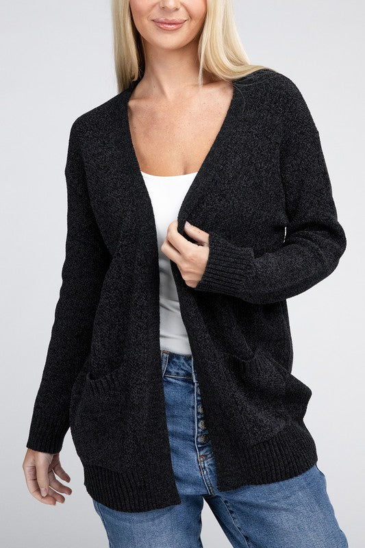 Melange Open Front Sweater Cardigan