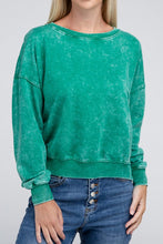 Load image into Gallery viewer, French Terry Acid Wash Boat Neck Pullover
