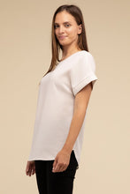 Load image into Gallery viewer, Woven Heavy Dobby Rolled Sleeve Boat Neck Top
