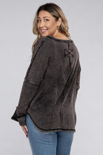 Load image into Gallery viewer, Plus Washed Baby Waffle Oversized Long Sleeve Top
