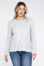 Load image into Gallery viewer, Plus Cotton Crew Neck Long Sleeve T-Shirt
