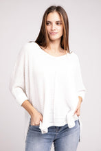 Load image into Gallery viewer, 3/4 Sleeve V-Neck Hi-Low Hem Jacquard Sweater
