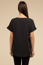 Load image into Gallery viewer, Woven Heavy Dobby Rolled Sleeve Boat Neck Top
