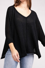 Load image into Gallery viewer, 3/4 Sleeve V-Neck Hi-Low Hem Jacquard Sweater
