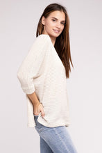 Load image into Gallery viewer, 3/4 Sleeve V-Neck Hi-Low Hem Jacquard Sweater
