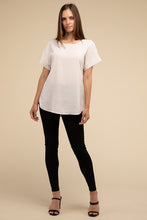 Load image into Gallery viewer, Woven Heavy Dobby Rolled Sleeve Boat Neck Top
