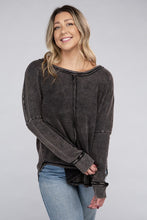 Load image into Gallery viewer, Plus Washed Baby Waffle Oversized Long Sleeve Top
