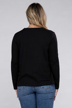 Load image into Gallery viewer, Plus Cotton Crew Neck Long Sleeve T-Shirt
