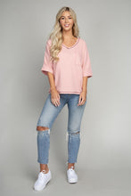 Load image into Gallery viewer, Pocket v neck top with contrast stitch
