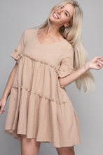 Load image into Gallery viewer, V neck Solid Ruffle Hem Dress
