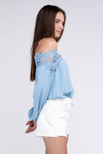 Load image into Gallery viewer, Lace Patchwork off-Shoulder Blouse
