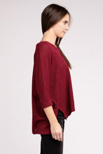 Load image into Gallery viewer, 3/4 Sleeve V-Neck Hi-Low Hem Jacquard Sweater
