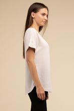 Load image into Gallery viewer, Woven Heavy Dobby Rolled Sleeve Boat Neck Top
