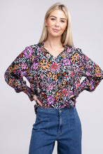 Load image into Gallery viewer, Floral Print Tie V Neck Blouse
