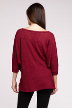 Load image into Gallery viewer, 3/4 Sleeve V-Neck Hi-Low Hem Jacquard Sweater
